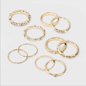 Wild Fable Stackable Signet Rings, Set of 10, Gold Finish